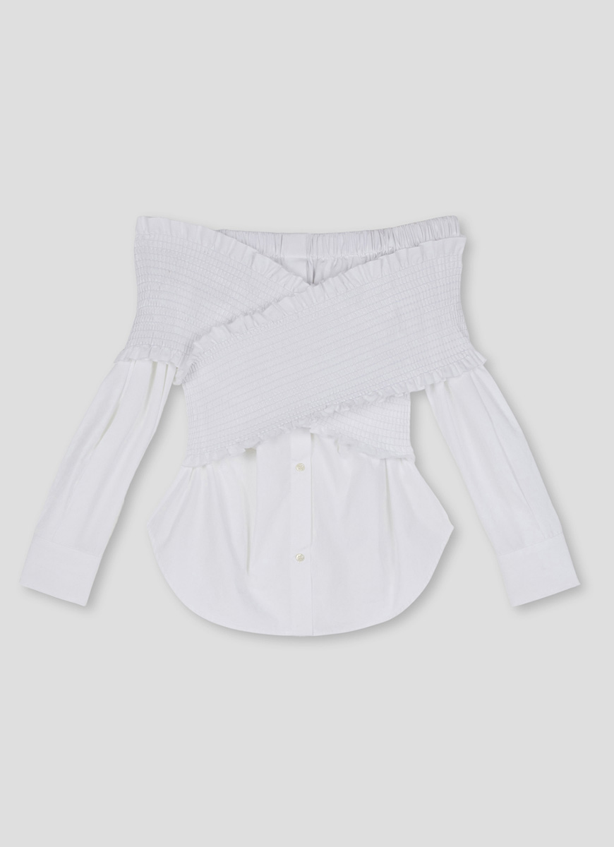 MSGM ( エムエスジーエム ) クロスシャーリング オフショルダーブラウス