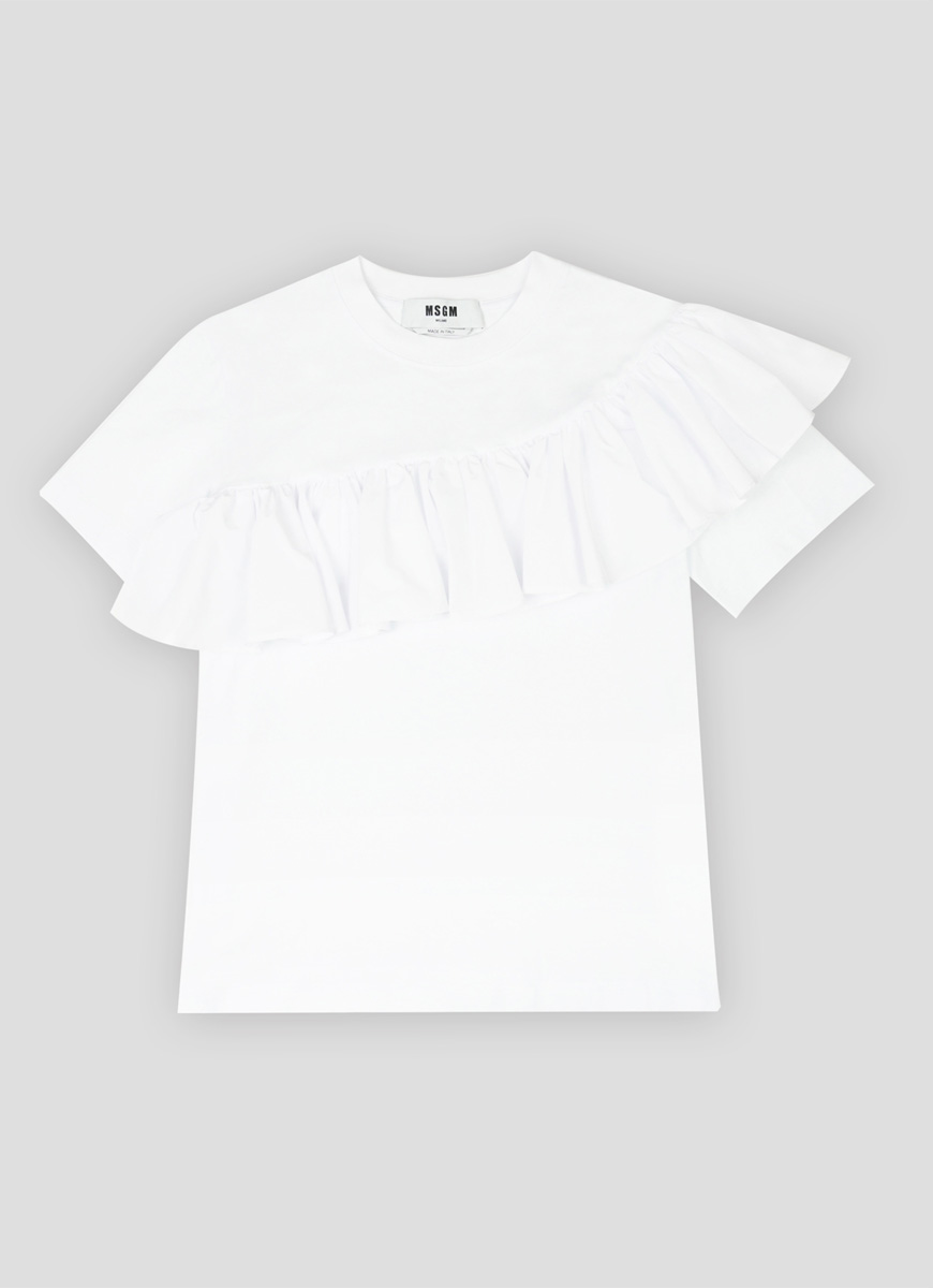 MSGM ( エムエスジーエム ) アシンメトリー ラッフルスリーブ トップ