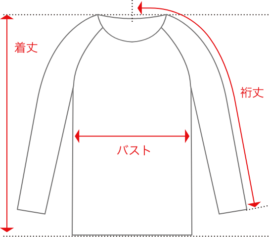 ロングTシャツのサイズガイド