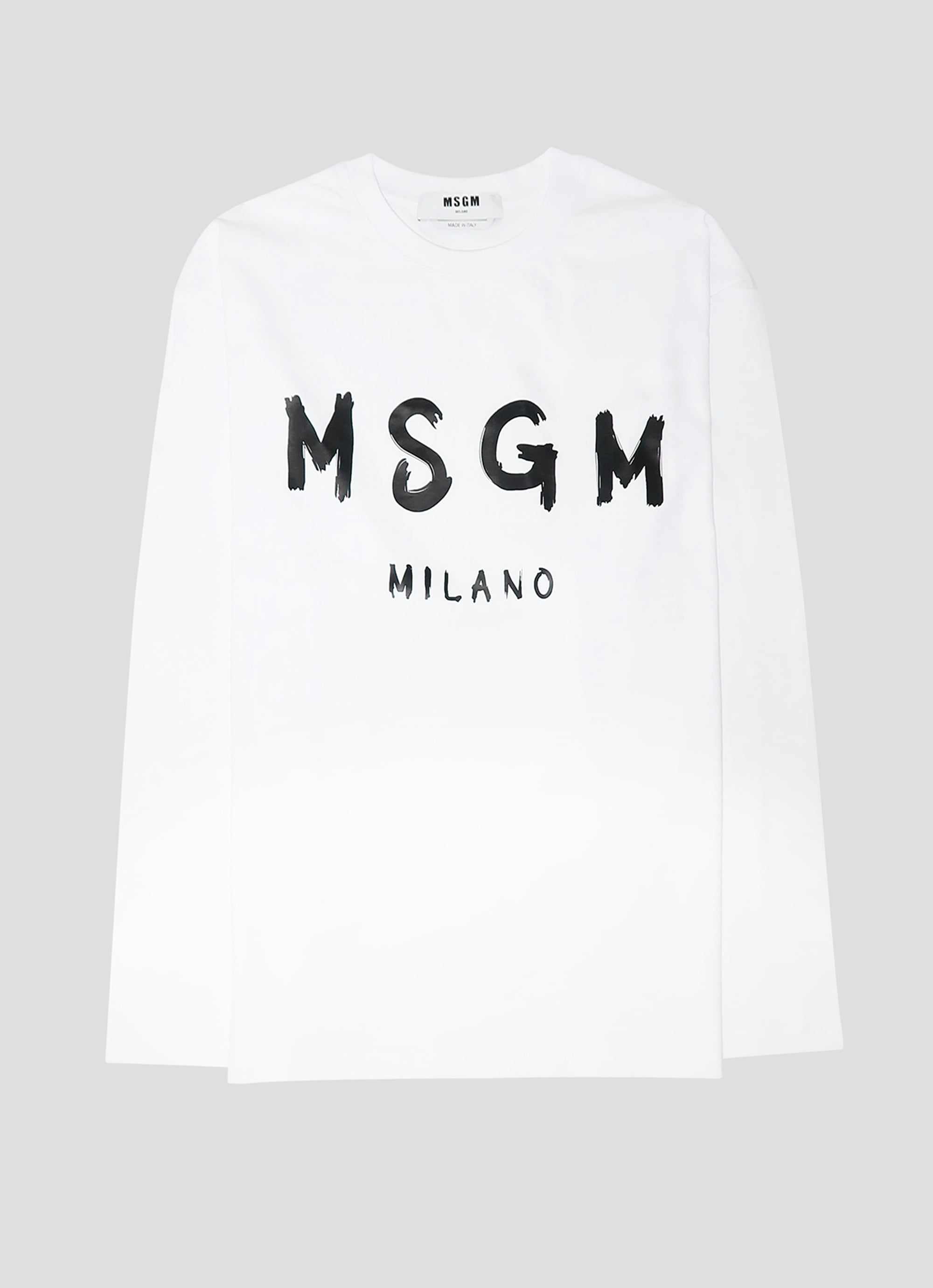 MSGM ブラッシュロゴ 長袖Tシャツ 詳細画像 ホワイト×ブラック 1