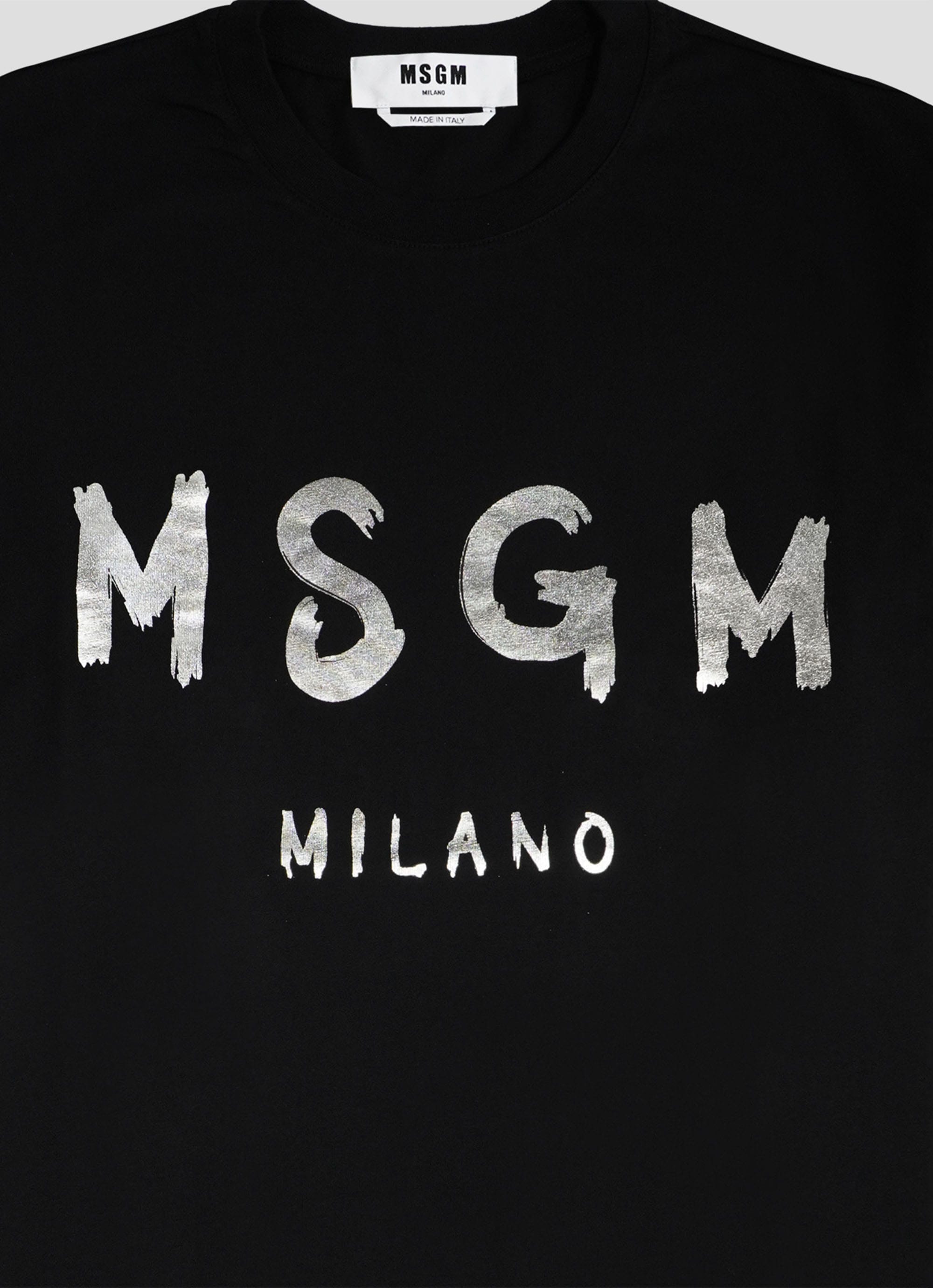 MSGM ブラッシュロゴTシャツ【New-EXCLUSIVE】 詳細画像 ブラック×シルバー 3