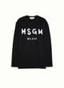 【Basic Color】MSGM ブラッシュロゴ ロングスリーブTシャツ 詳細画像 ブラック 1