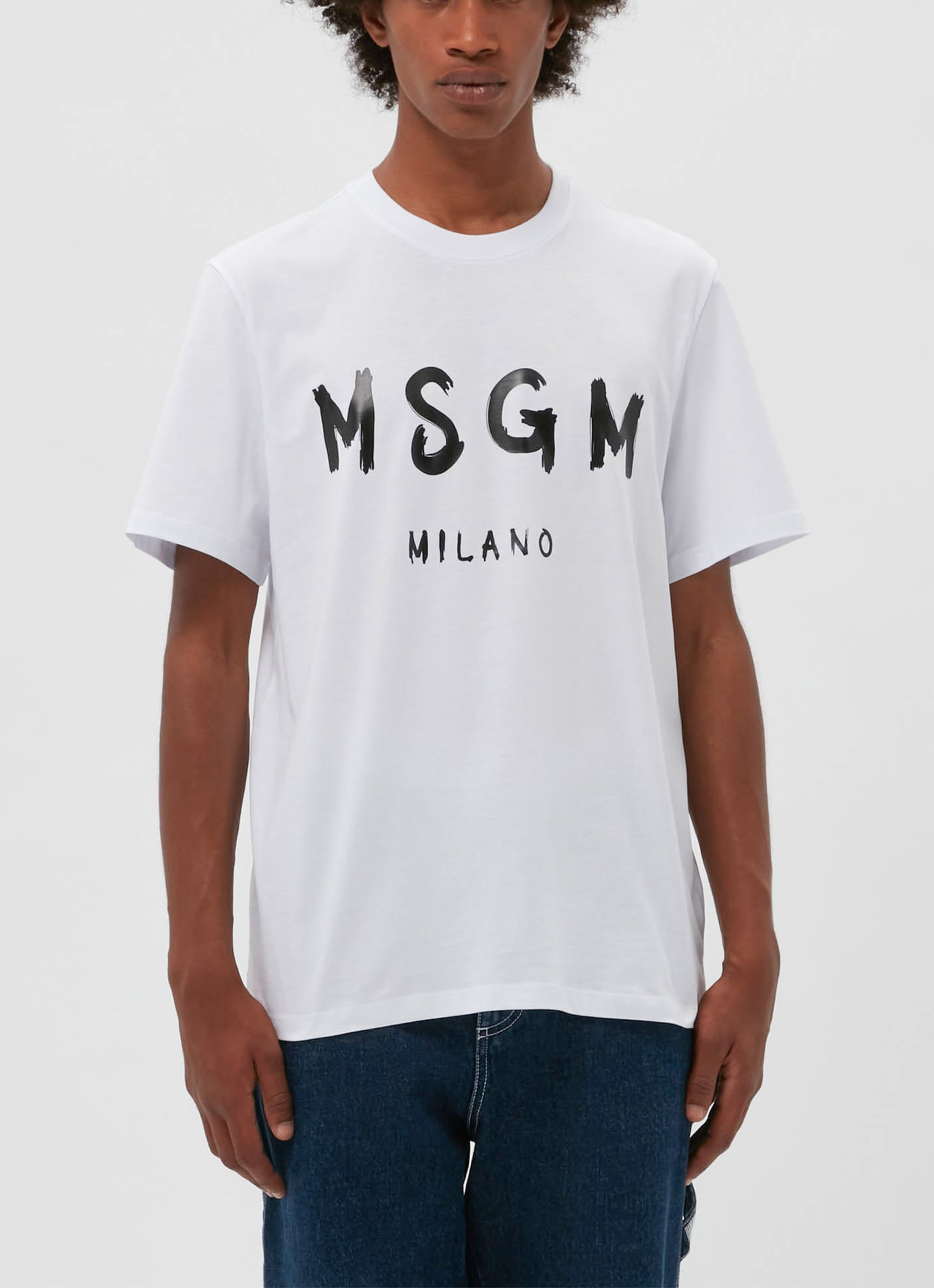 【Basic Color】MSGM ブラッシュロゴTシャツ 詳細画像 ホワイト 2
