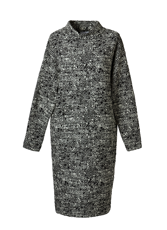 モノトーンテクスチャー・ハイネックワンピース