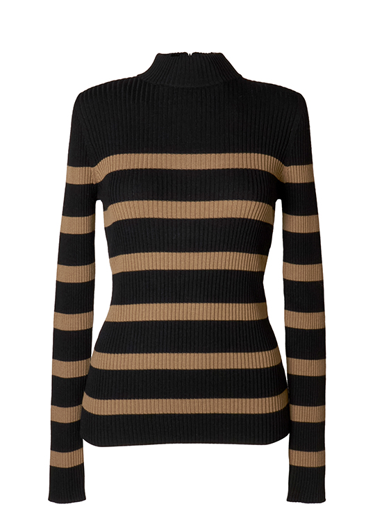 ウールリブボーダーニットトップス