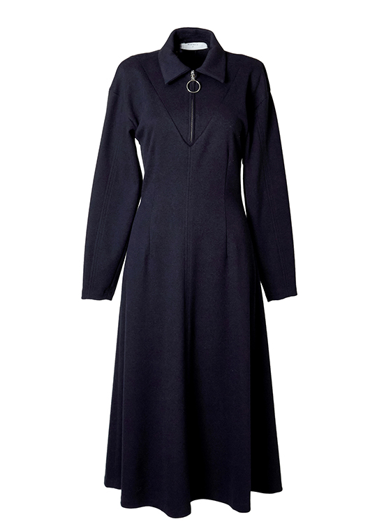 ジップアップ カラーワンピース