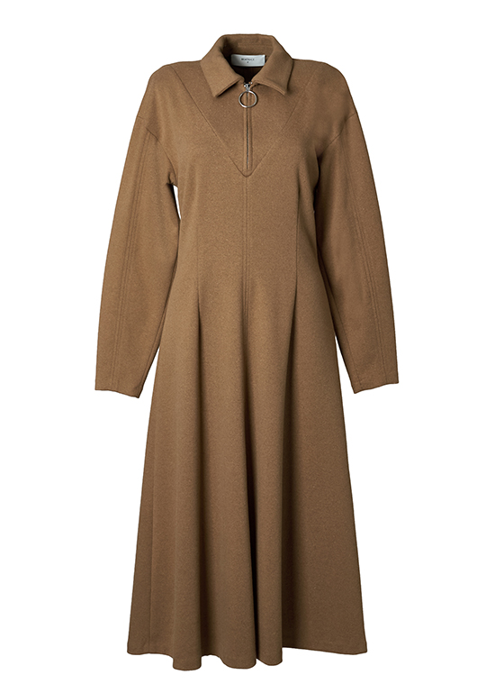 ジップアップ カラーワンピース