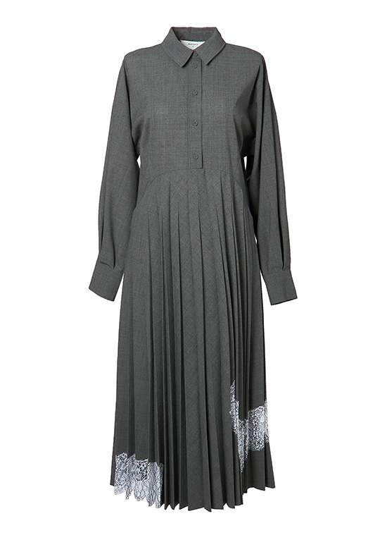 レースヘム プリーツワンピース