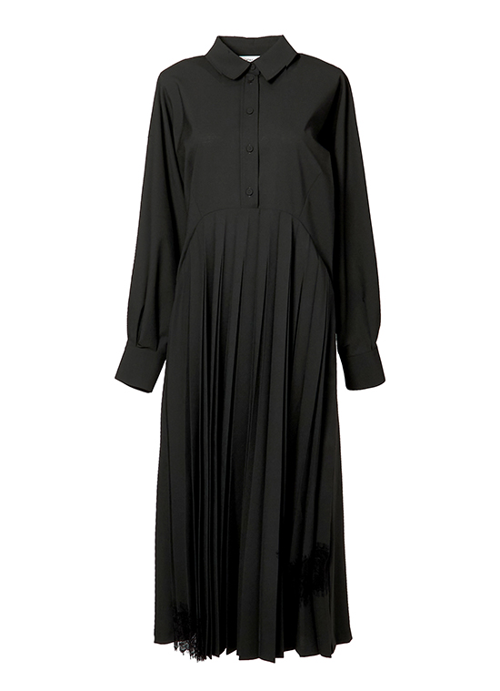 レースヘム プリーツワンピース