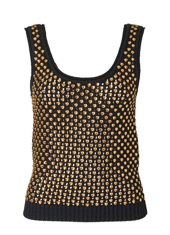 ラインストーン付ニットトップス