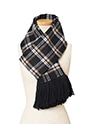 フリンジマフラー付き チェックコート 詳細画像 ブラック／キャメル／ホワイト 9