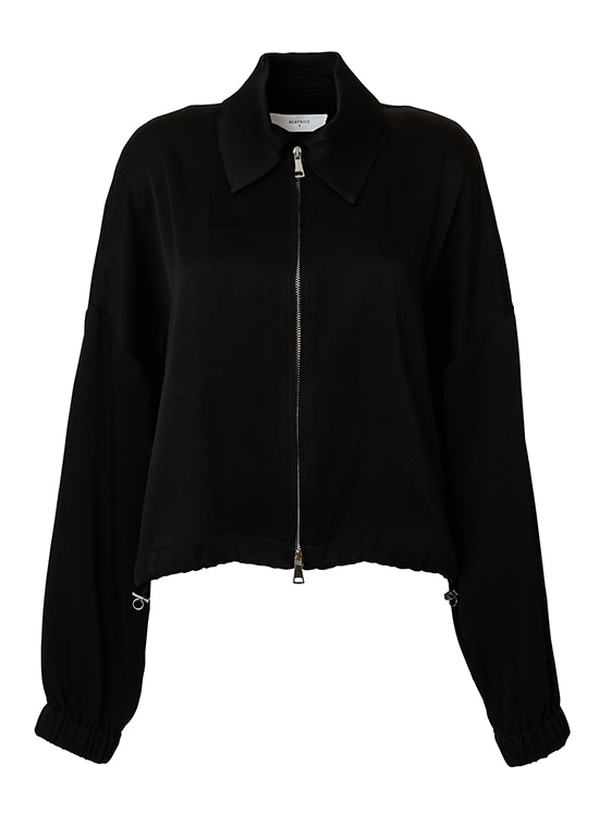 レースインサート サテンブルゾン