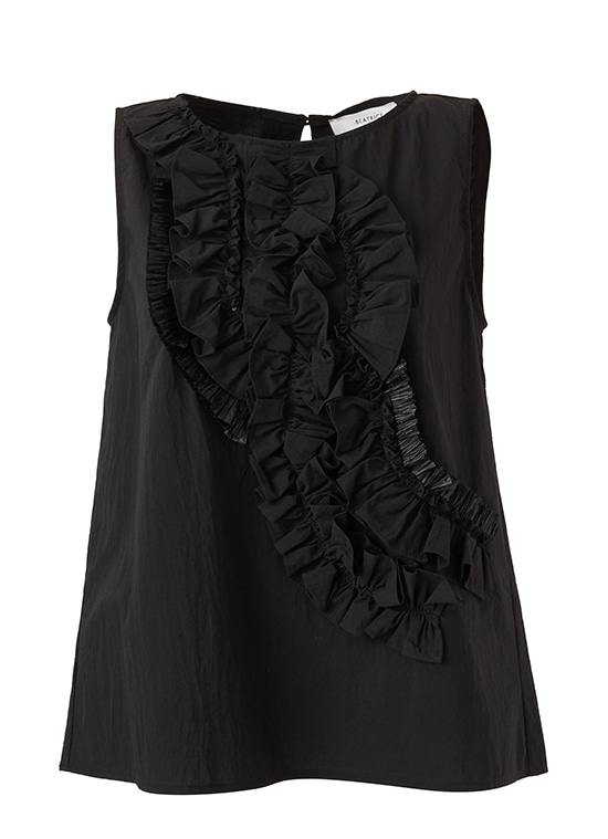 ラッフルパネル コットンノースリーブトップ