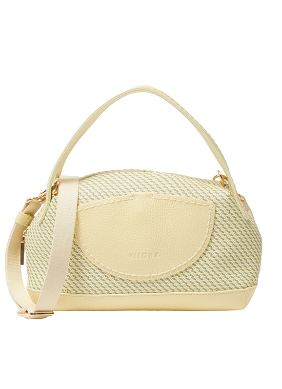 PVC レザーコンビ ラウンドバッグ