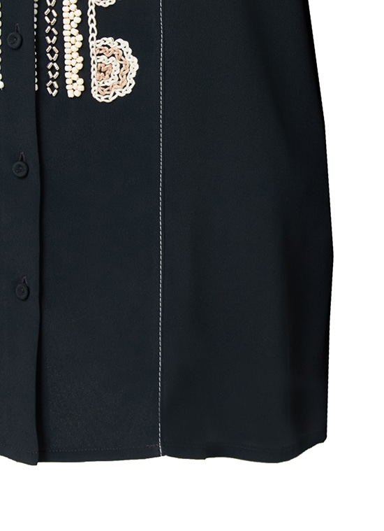 ビーズ刺繍デザイン シルクブレンドブラウス 詳細画像 ブラック 6