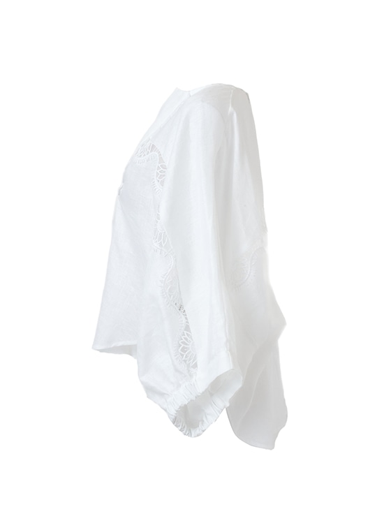 リネン レースディテール ブラウス 詳細画像 ホワイト 2