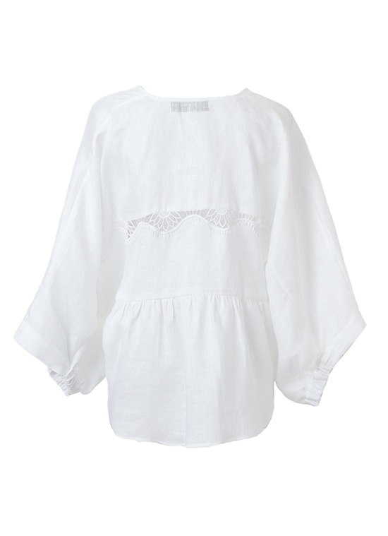 リネン レースディテール ブラウス 詳細画像 ホワイト 3