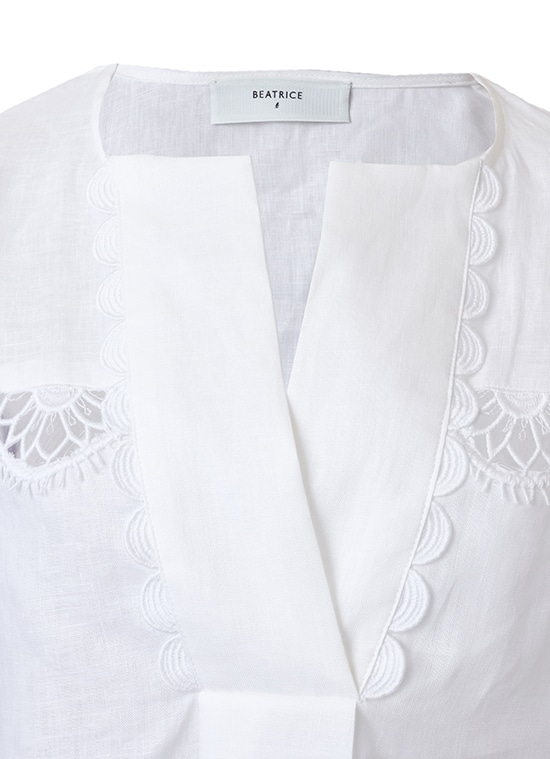 リネン レースディテール ブラウス 詳細画像 ホワイト 4
