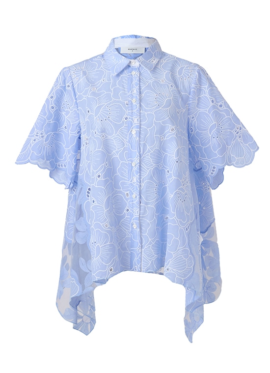 フラワーアイレット バックシアーブラウス 詳細画像 ライトブルー 1