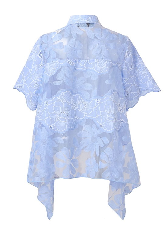 フラワーアイレット バックシアーブラウス 詳細画像 ライトブルー 3