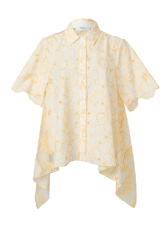 フラワーアイレット バックシアーブラウス