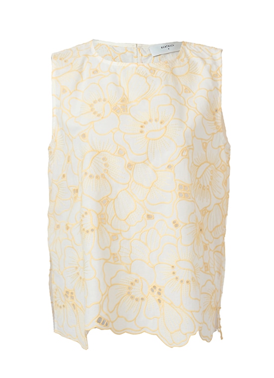 フラワーアイレット ノースリーブブラウス 詳細画像 ホワイト／イエロー 1