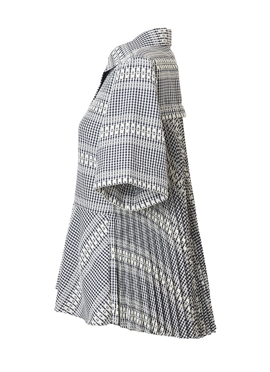 パターンジャカード デザインブラウス 詳細画像 ネイビー／ホワイト 2