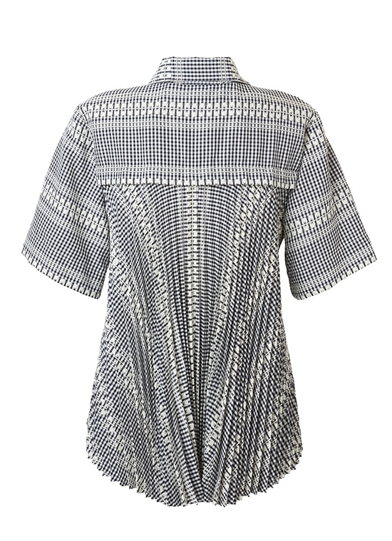 パターンジャカード デザインブラウス 詳細画像 ネイビー／ホワイト 3