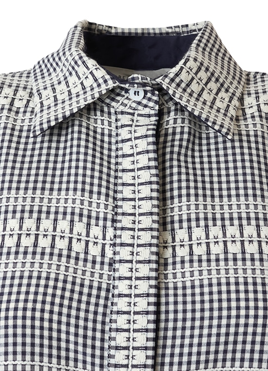 パターンジャカード デザインブラウス 詳細画像 ネイビー／ホワイト 4