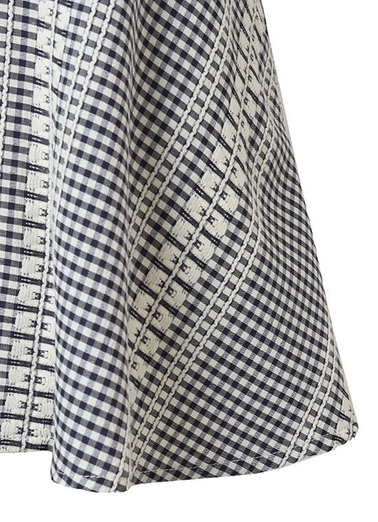 パターンジャカード デザインブラウス 詳細画像 ネイビー／ホワイト 6