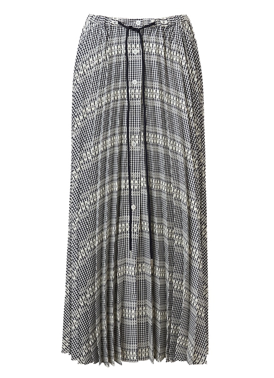 パターンジャカード プリーツスカート 詳細画像 ネイビー／ホワイト 1