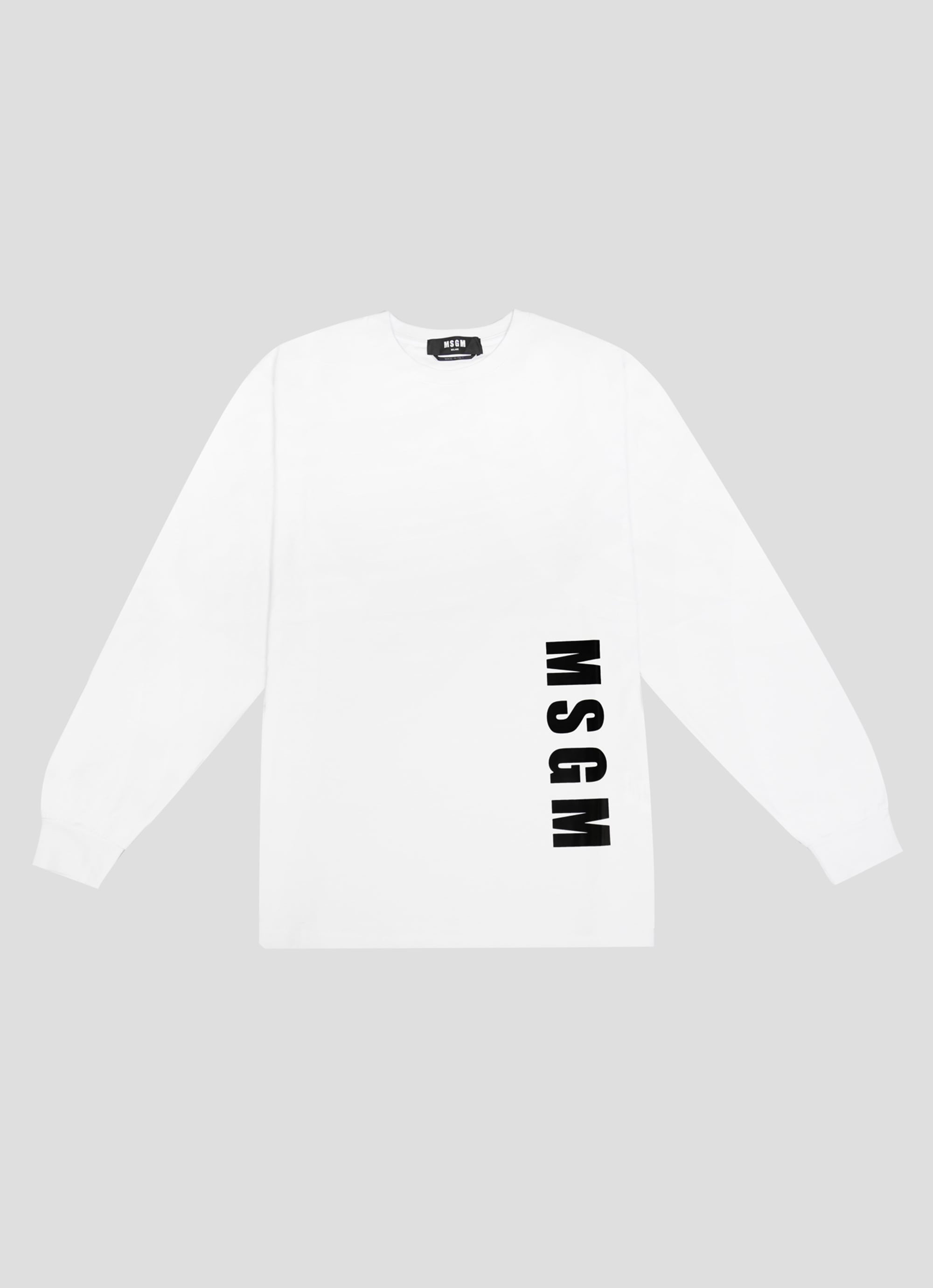 22SS■MSGM■超定番ロゴプリントロングスリーブＴシャツ■ホワイト■ロンT