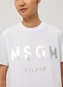 MSGM ブラッシュロゴTシャツ【FOIL PRINT】 詳細画像 ホワイト×シルバー 3