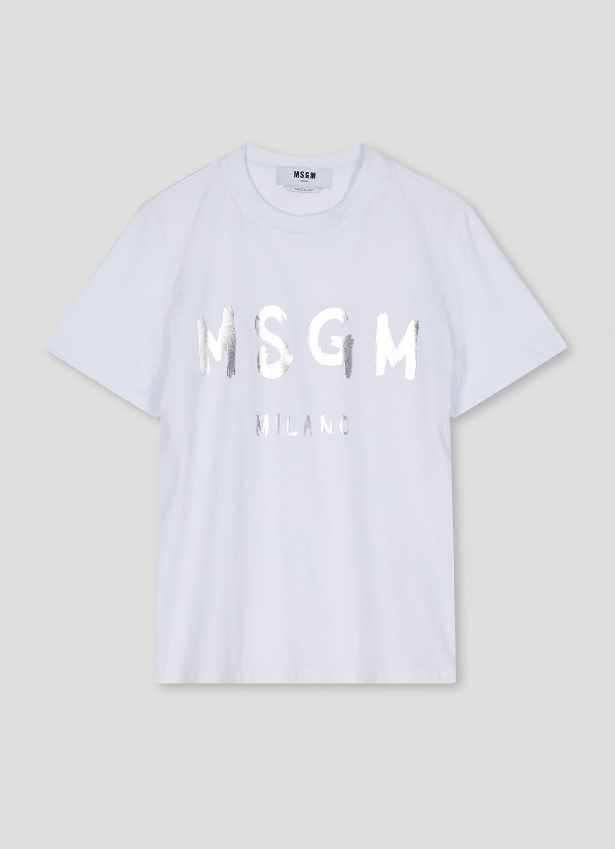 MSGM ブラッシュロゴTシャツ【FOIL PRINT】 詳細画像 ホワイト×シルバー 1