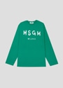 【NEW】MSGM ブラッシュロゴ ロングスリーブTシャツ 詳細画像 グリーン 1