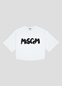 MSGM NEWブラッシュストロークロゴ クロップドTシャツ 詳細画像 ホワイト 1