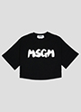 MSGM NEWブラッシュストロークロゴ クロップドTシャツ 詳細画像 ブラック 1