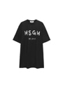 【NEW】MSGM ブラッシュロゴ Tシャツワンピース【GLITTER PRINT】 詳細画像 ブラック×シルバー 1