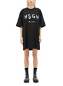 【NEW】MSGM ブラッシュロゴ Tシャツワンピース【GLITTER PRINT】 詳細画像 ブラック×シルバー 2