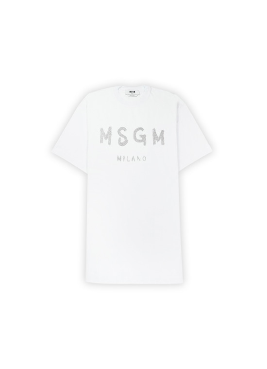 【NEW】MSGM ブラッシュロゴ Tシャツワンピース【GLITTER PRINT】