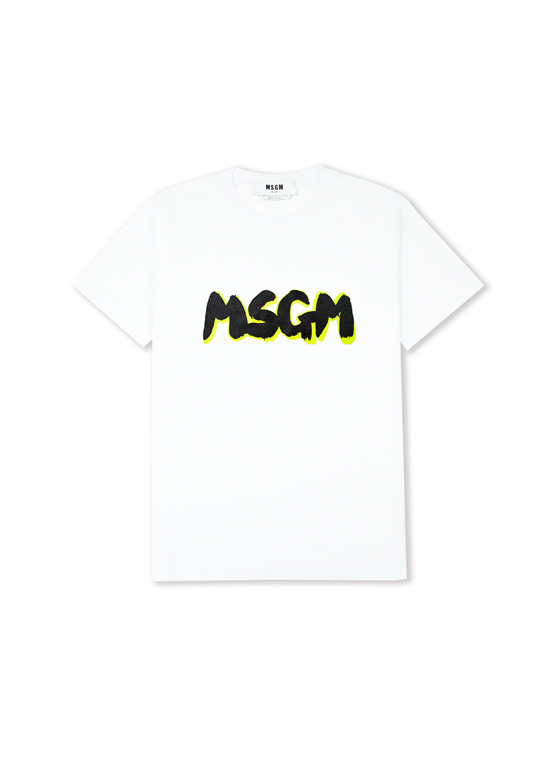 MSGM NEWブラッシュストローク WロゴTシャツ