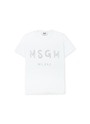 【NEW】MSGM ブラッシュロゴTシャツ【GLITTER PRINT】 詳細画像 ホワイト×シルバー 1