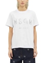 【NEW】MSGM ブラッシュロゴTシャツ【GLITTER PRINT】 詳細画像 ホワイト×シルバー 3