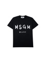 【NEW】MSGM ブラッシュロゴTシャツ【GLITTER PRINT】 詳細画像 ブラック×シルバー 1