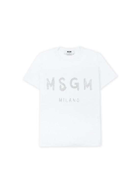 【NEW】MSGM ブラッシュロゴTシャツ【GLITTER PRINT】