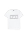 【NEW】MSGM BOXロゴ Tシャツ【GLITTER PRINT】 詳細画像 ホワイト×シルバー 1