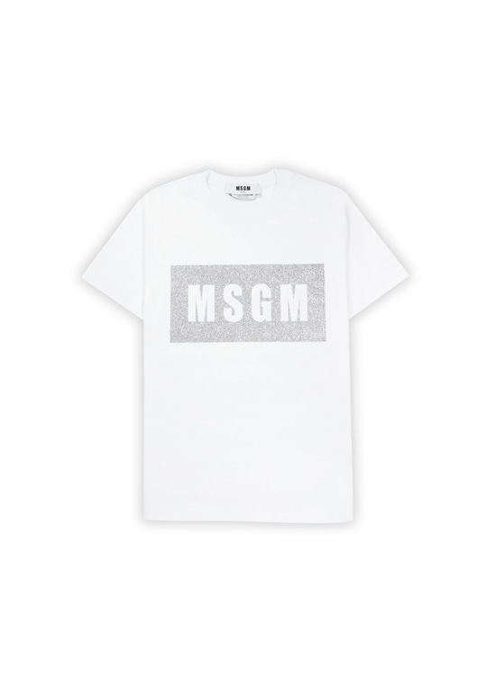 【NEW】MSGM BOXロゴ Tシャツ【GLITTER PRINT】