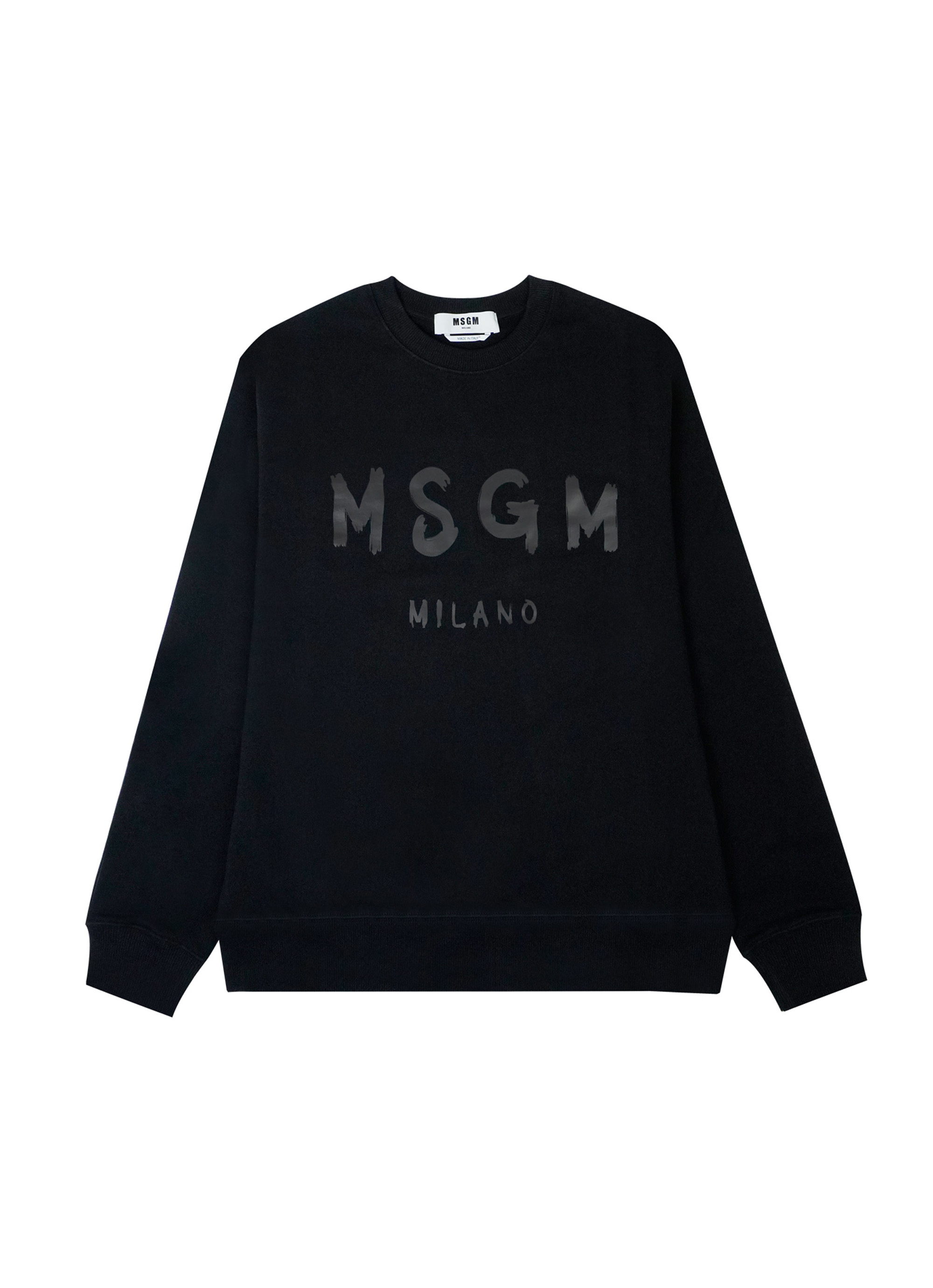 【美品・L】MSGM イタリア製 プリントロゴスウェットシャツ トレーナー 黒