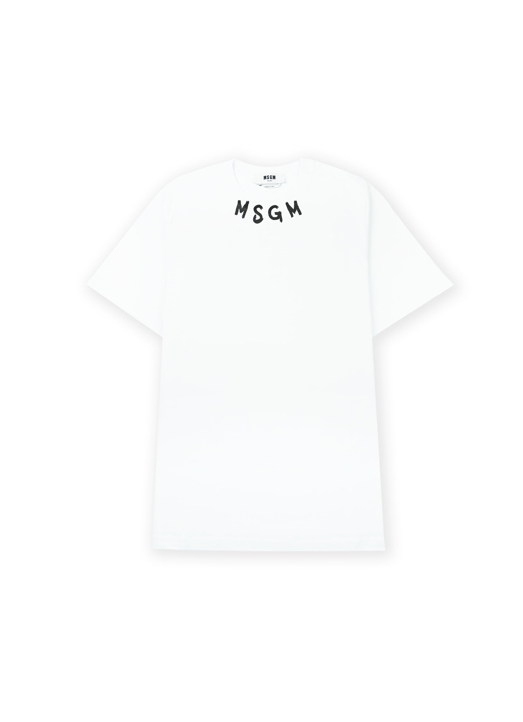 MSGM NEWブラッシュストロークロゴTシャツ 詳細画像 ホワイト 1