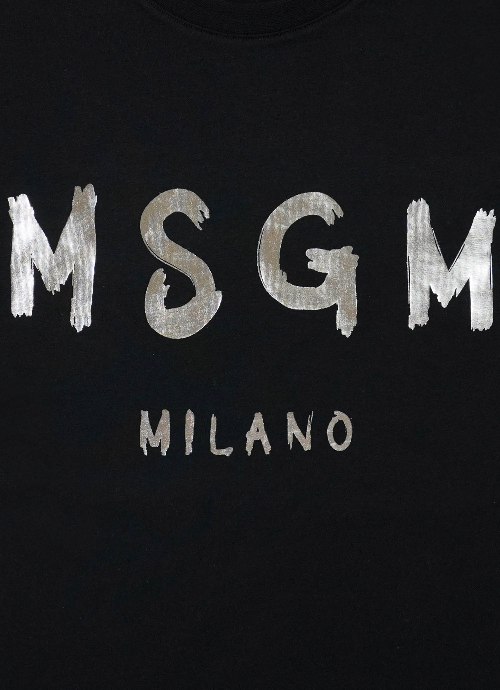 MSGM ブラッシュロゴ Tシャツ【Japan Exclusive/FOIL PRINT】 詳細画像 ブラック×シルバー 3